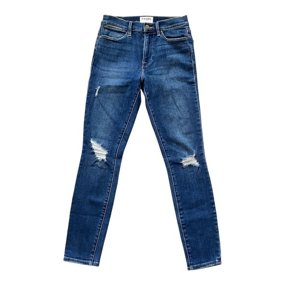 FRAME Le High Skinny Ankle Distressed Jeans in Clyde Size 27 - Picture 2 of 9
